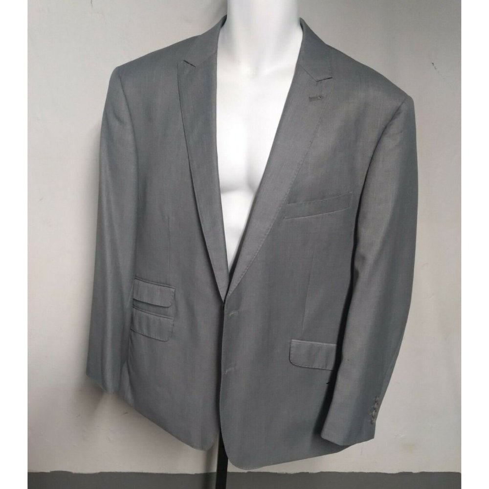 Renoir mens 2 piece suit, gray, sz R44|38, EXC PRE-OWNED, 2 BT.Peak. Vent. Pleat